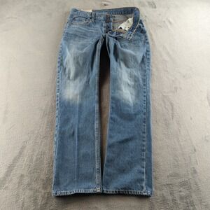 Hollister Jeans 32x32 Blue Light Wash Faded Bootcut Denim Cotton Pants Whiskers